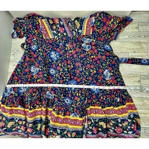 Zesica Cottagecore Bohemian Floral Print Wrap Around Dress Sz XL - Picture 13 of 14